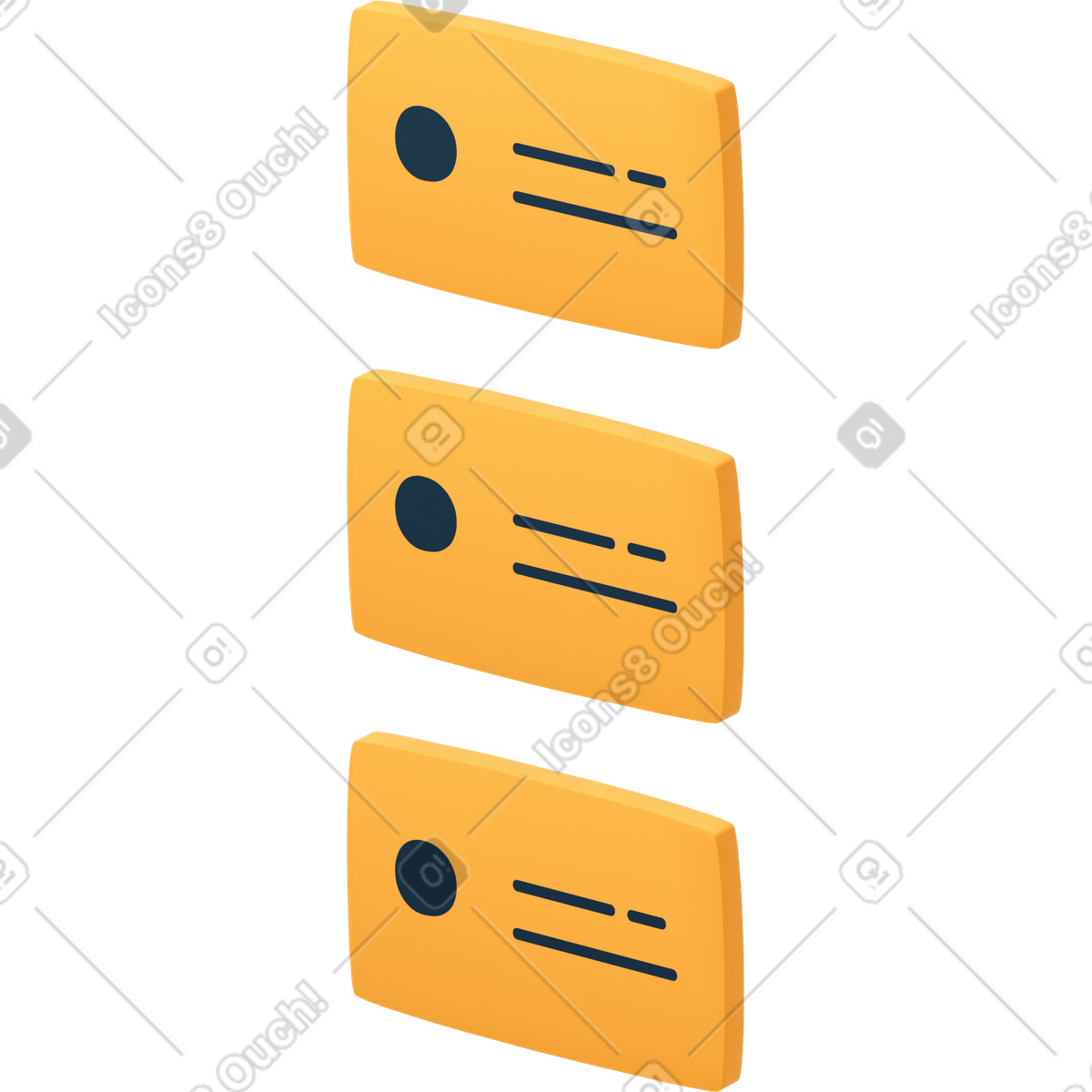 Ilustración Tres bloques de texto amarillos en estilo 3D Flame a descargar en PNG y SVG