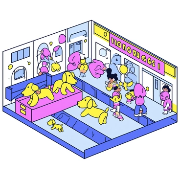 Inside a whimsical factory where balloon dogs are being crafted