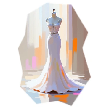 An elegant evening gown is displayed, featuring a floor-length silhouette crafted from shimmering fabric. The gown is embellished with intricate beading that catches the light, creating a sparkling effect. The bodice is fitted and adorned with delicate beadwork that follows a floral pattern, while the flowing skirt cascades gracefully to the ground. The gown is presented on a mannequin or hanger against a soft, neutral backdrop to highlight its details. The neckline is a tasteful sweetheart shape, enhancing the overall sophistication of the design.