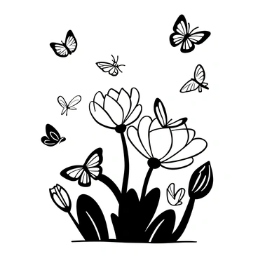 A cluster of "lotus blossoms" in full bloom is surrounded by multiple "butterflies" in mid-flight. The butterflies have intricate patterns on their wings and are varying in size and posture as they flutter around the flowers. The scene depicts the natural elegance of the lotus blossoms, with their delicate petals opened wide. Some butterflies can be seen hovering closely to the blossoms, while others are positioned in the background, creating a sense of movement and harmony in the composition.