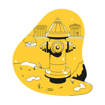A classic fire hydrant standing prominently on a sidewalk. The hydrant has a round top and two side nozzles, showcasing its traditional design. Surrounding the hydrant are patches of grass and a few scattered leaves. In the background, there is a faint outline of a city street with a few vintage-style buildings, offering a sense of nostalgia. The scene captures a moment of urban life, with a hint of nostalgia evoked by the simplicity of the hydrant and its surroundings.