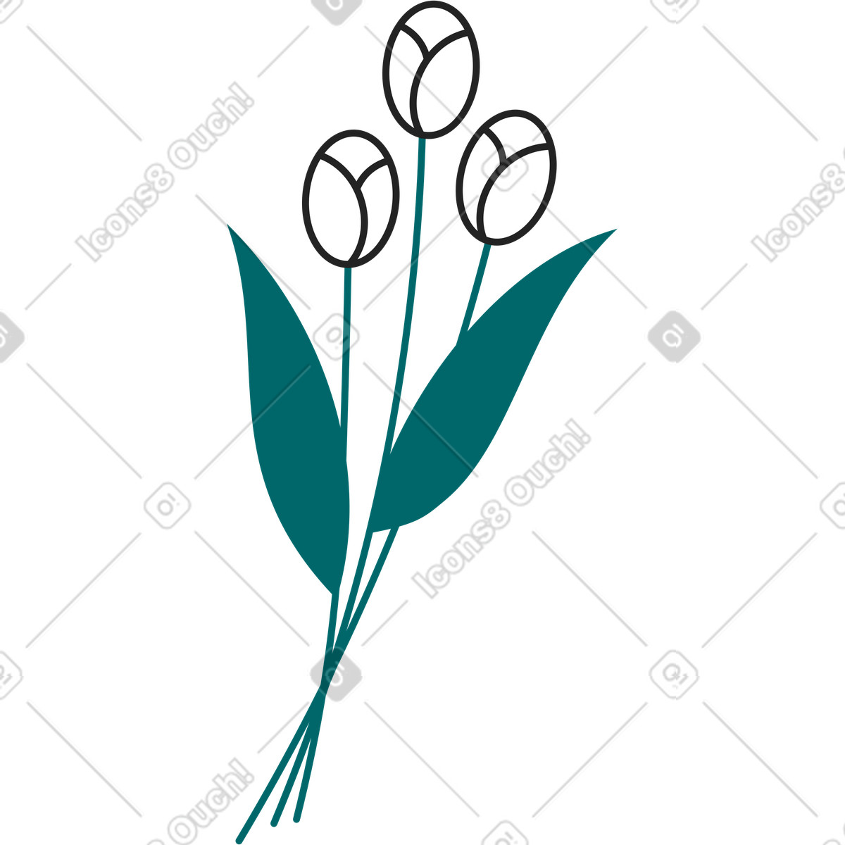 Drei tulpen-Illustration im Sammy Line-Stil als Download in PNG, SVG
