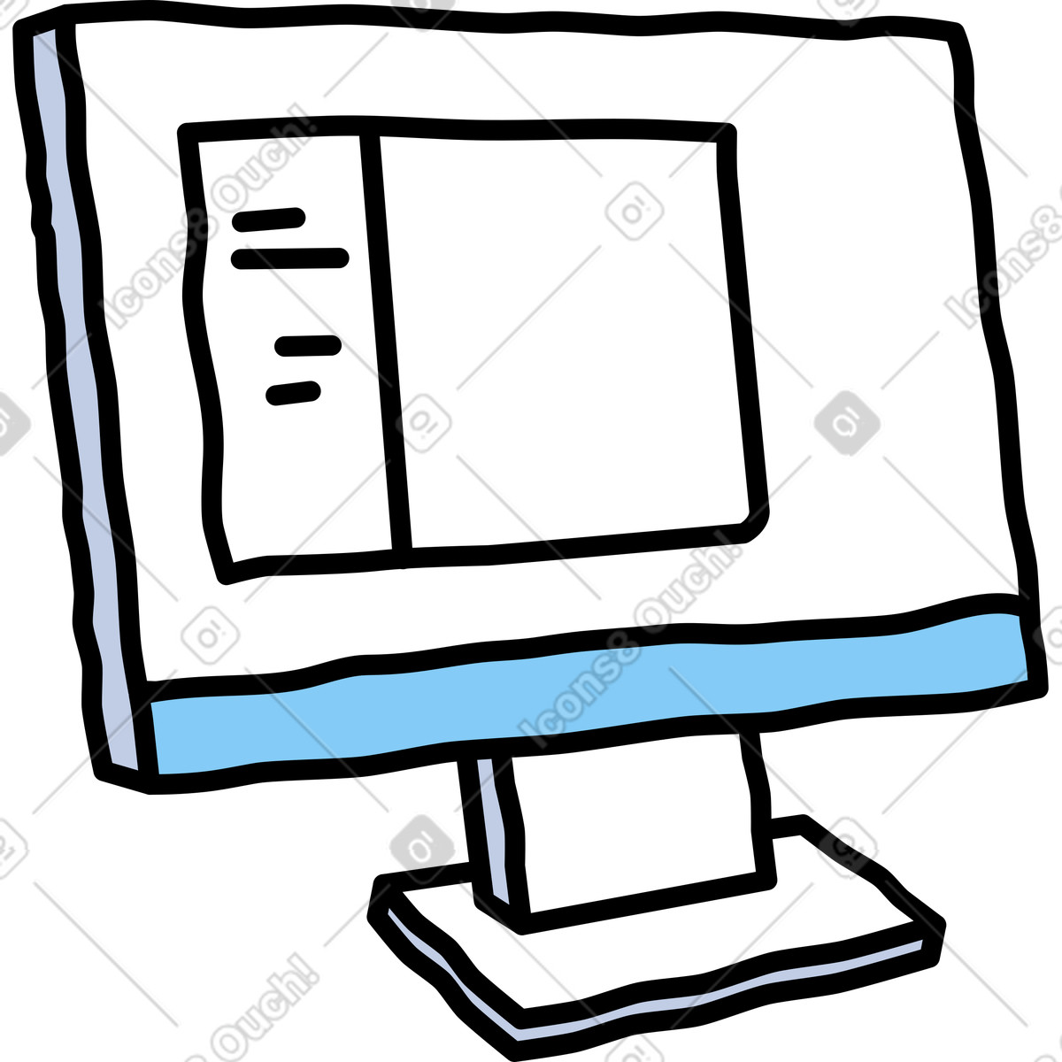 Monitor con schermo illustrazione in stile Notes scarica in PNG, SVG