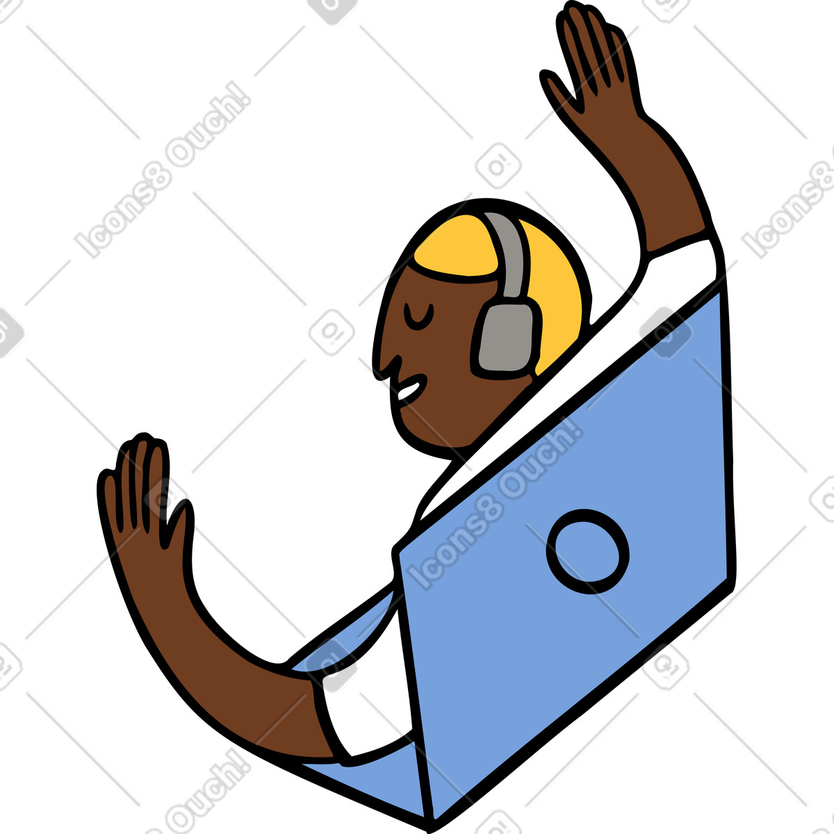 Ilustración Hombre saliendo de una computadora portátil en estilo Comic a descargar en PNG y SVG