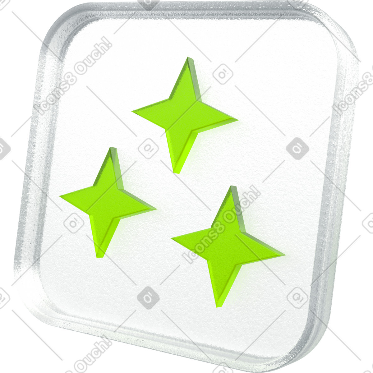 Illustration Icône d'étoile en verre vert, bouton verre, symbole générateur d'ia dans le style 3D Enterprise à télécharger aux formats PNG, SVG
