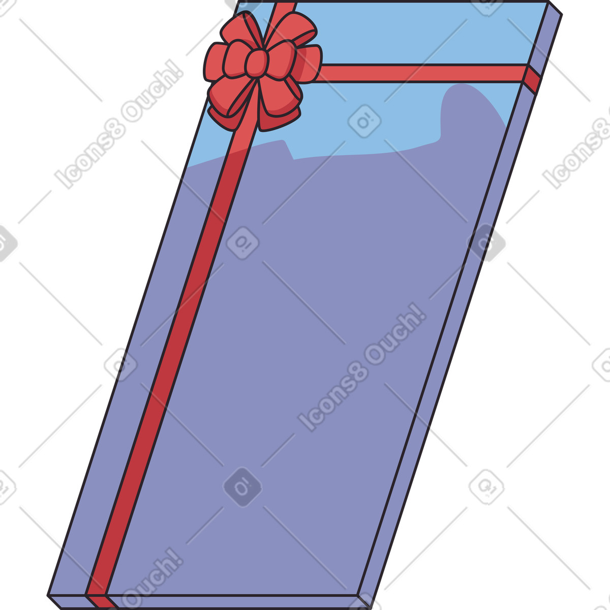 Ilustración Huge flat blue present box with red bow en estilo Eastwood a descargar en PNG y SVG