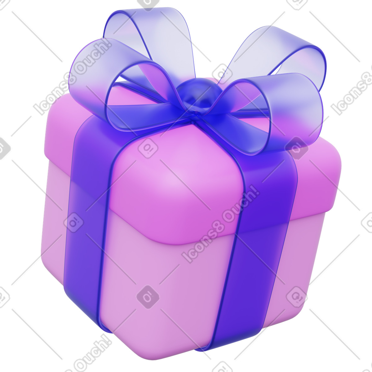 Valentine gift box with decorative ribbon bow icon illustration in 3D Playful style download in PNG, SVG