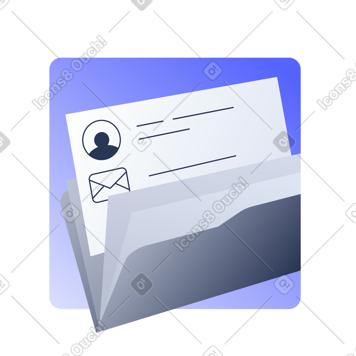 Resume in folder for job interview illustration in Lucent style download in PNG, SVG