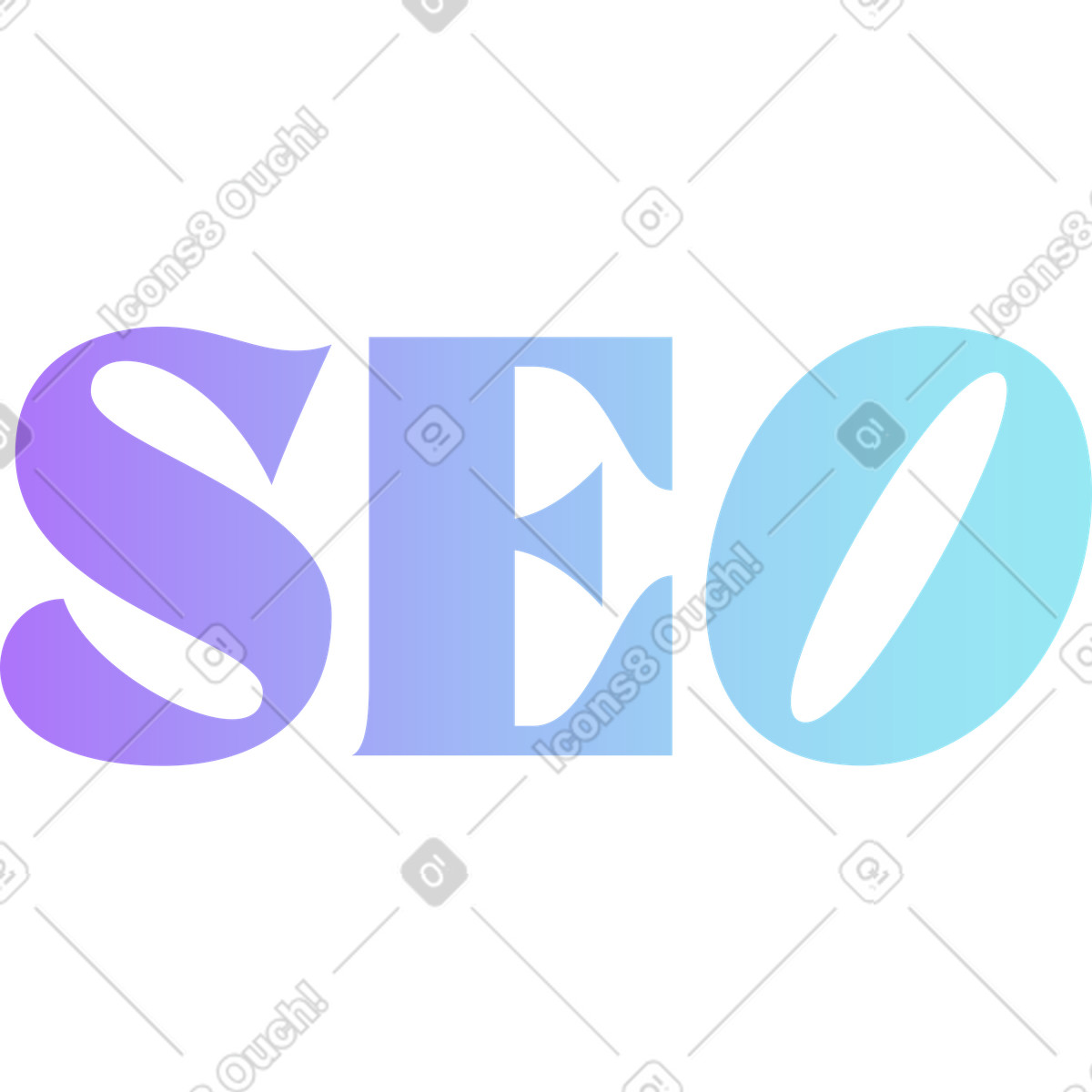 Gradient SEO text lettering in purple anf blue illustration in Florid style download in PNG, SVG
