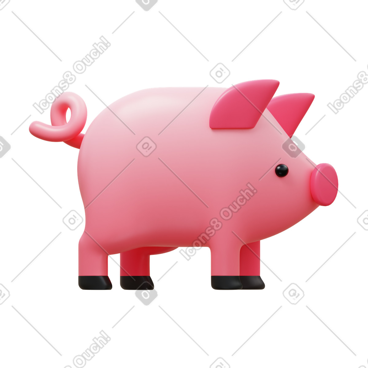 Ilustración Pig en estilo 3D Fluency a descargar en PNG y SVG