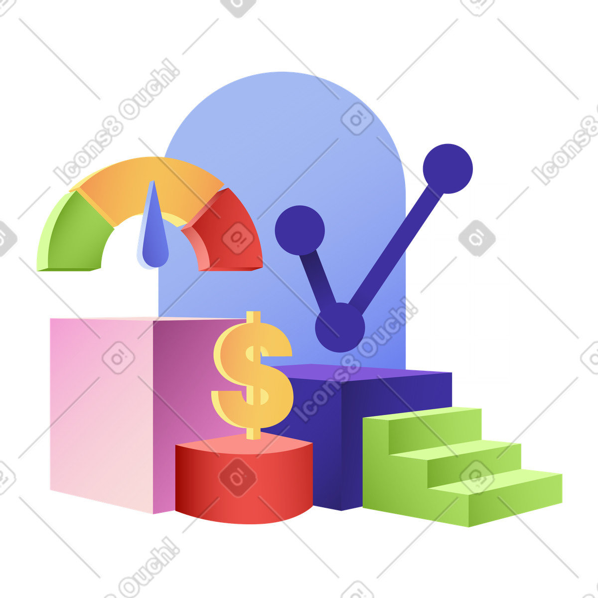 Financial assessment illustration clipart for risk management in PNG SVG GIF
