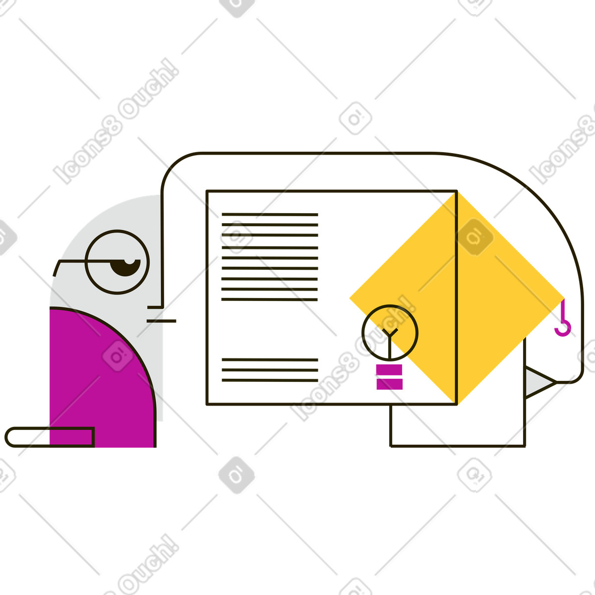 Studying process, School or university education illustration in Geom style download in PNG, SVG