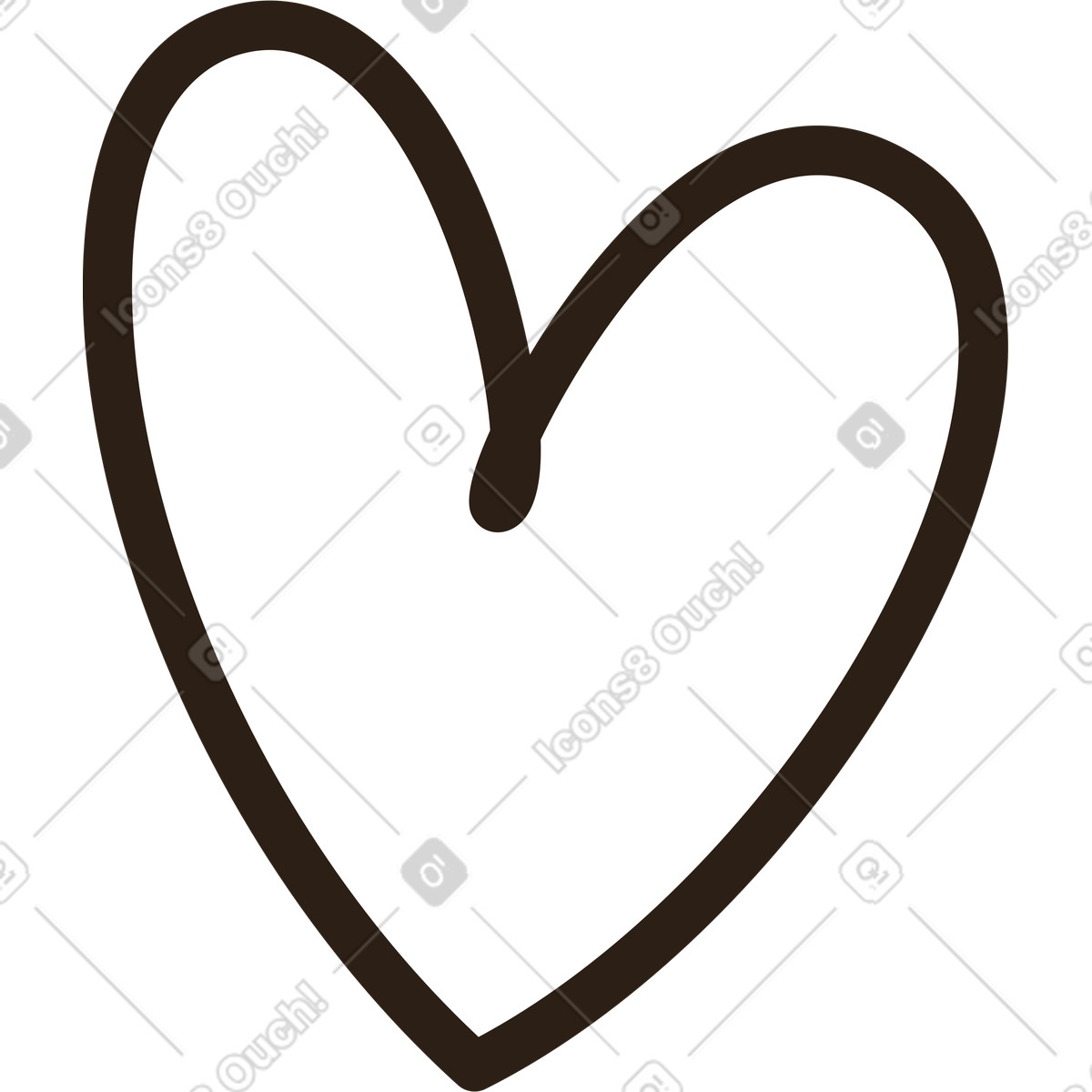 Black bold heart line illustration in Plain style download in PNG, SVG