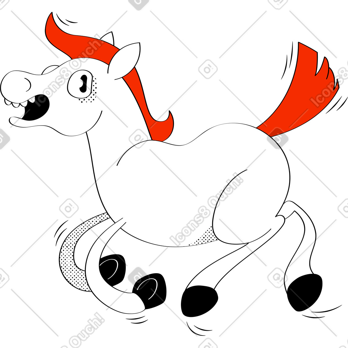 Ilustración Poni en estilo Looney a descargar en PNG y SVG
