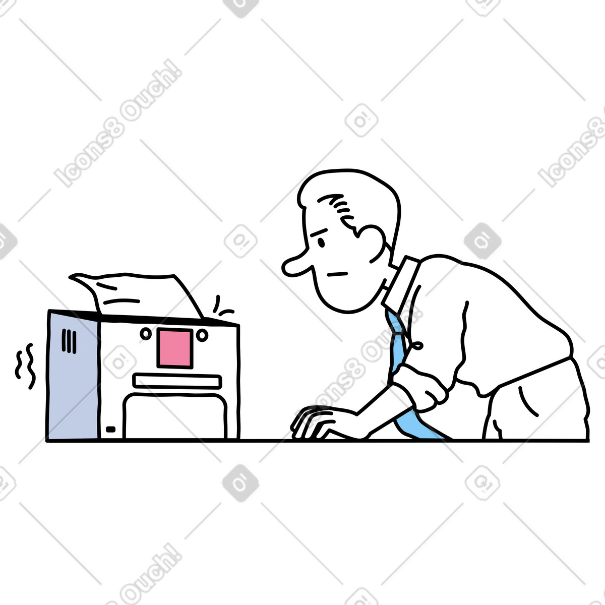 Ilustração de Funcionário escritório imprimindo documentos em no estilo Notes para baixar em PNG, SVG