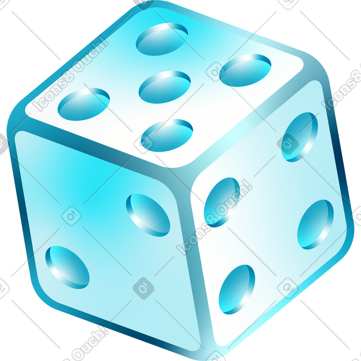 Isometric dice cube illustration in Glare style download in PNG, SVG