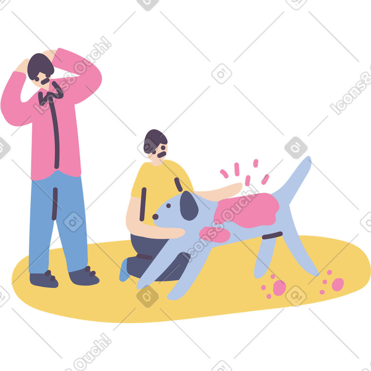 Dog covered in paint illustration in Pluto style download in PNG, SVG