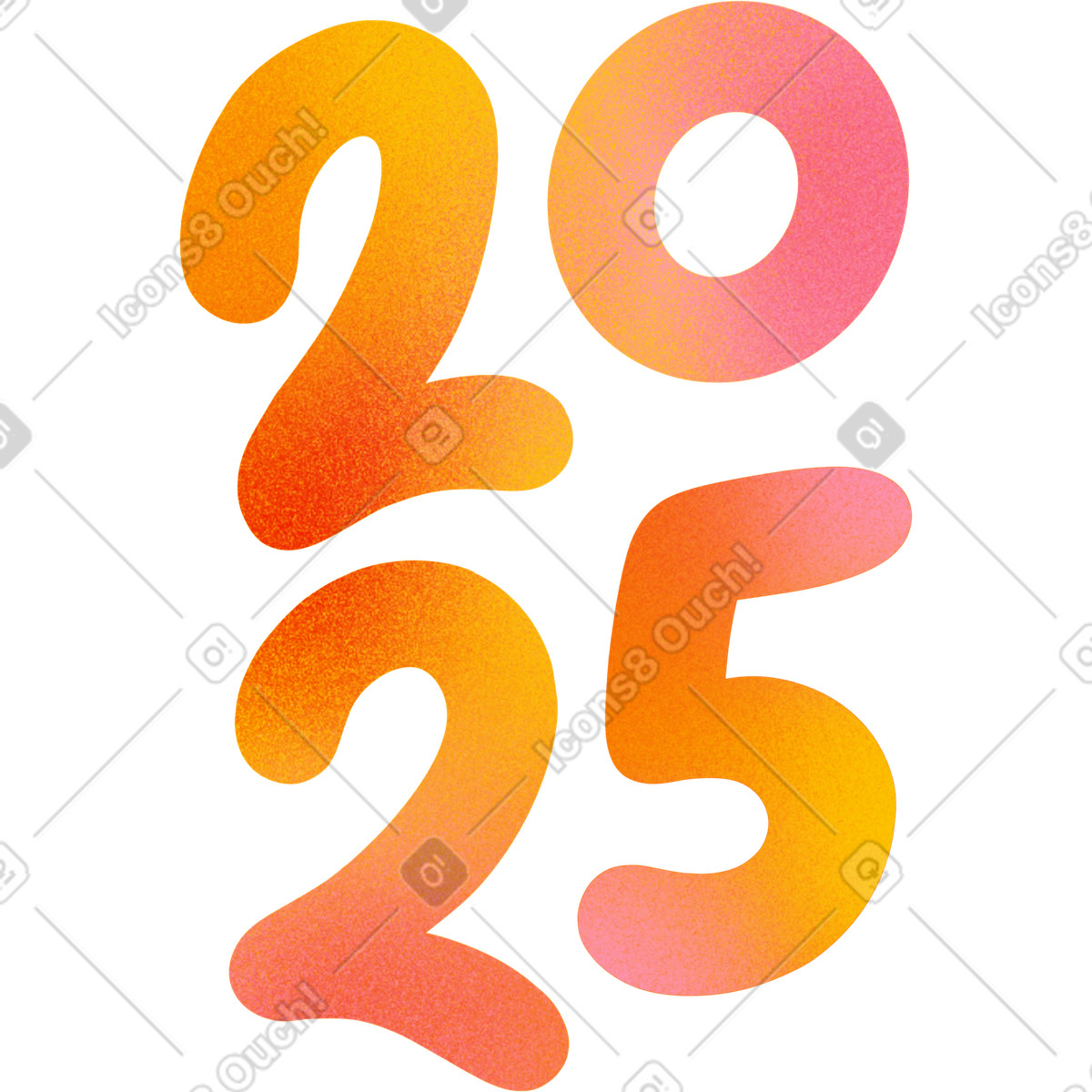 Year 2025 number illustration in Lettering style download in PNG, SVG