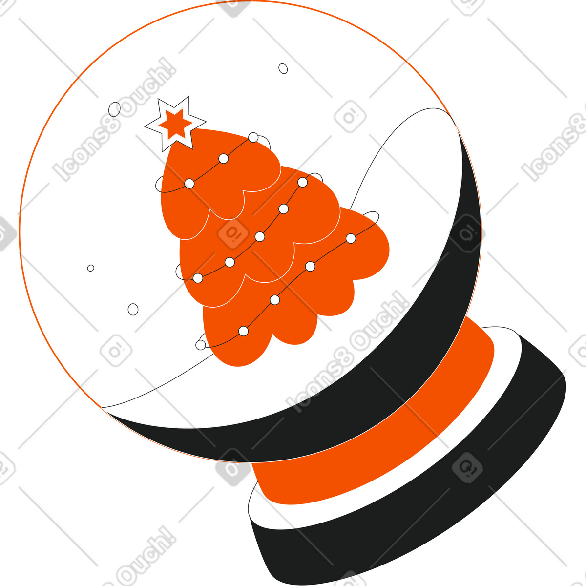 Schneekugel-Illustration im Strict-Stil als Download in PNG, SVG