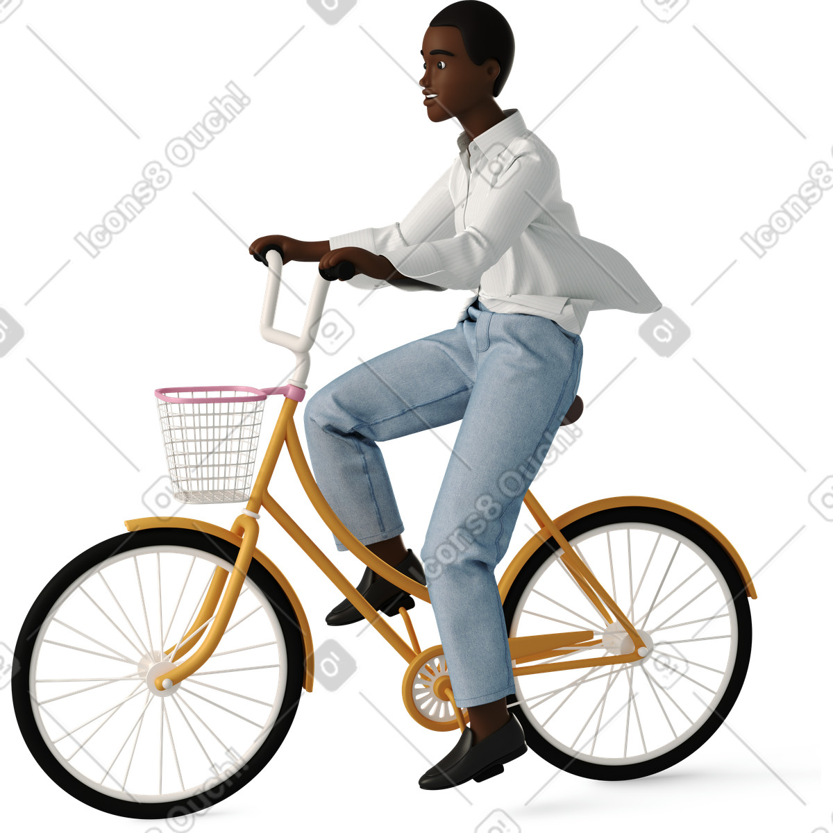 Young woman on a bike-Illustration im 3D Business-Stil als Download in PNG, SVG
