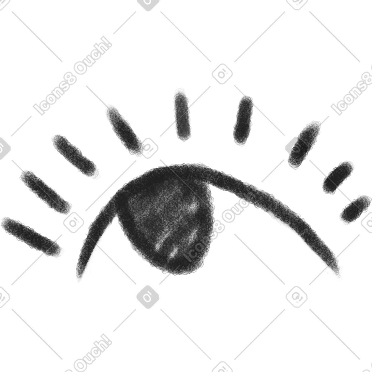 Ilustración Black open eye en estilo Doodle a descargar en PNG y SVG