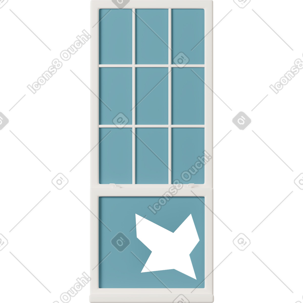 Broken window illustrazione in stile 3D Casual life scarica in PNG, SVG