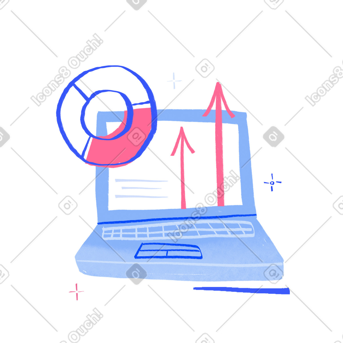 Ilustração de Laptop com gráficos em no estilo Quirky para baixar em PNG, SVG