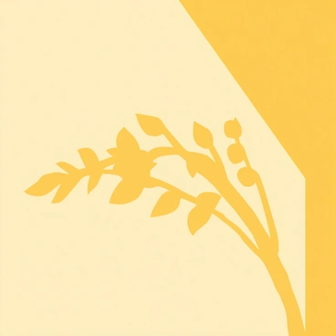 A sunny wall with a light yellow color serves as the background. The shadow of a grevillea branch is prominently displayed on the wall, featuring intricate shapes formed by the branch's leaves and flowers. The shadow appears dark, contrasting sharply with the brightness of the wall, showcasing the delicate details of the grevillea's structure. Sunlight creates soft highlights on the wall, emphasizing the texture and the play of light and shadow.