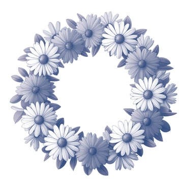 A circular wreath made entirely of colorful aster flowers and green foliage