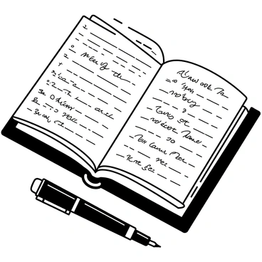 An old-fashioned receipt book is open on a wooden table. The book has a worn leather cover and is filled with multiple pages. The pages contain carbon copies neatly stacked beneath the main sheet, showing faint impressions of handwritten entries. The handwriting is cursive and varies in size, indicating different entries made over time. A fountain pen lies beside the receipt book, with ink stains on the pages. The lighting creates soft shadows, highlighting the texture of the paper and the details of the pen.