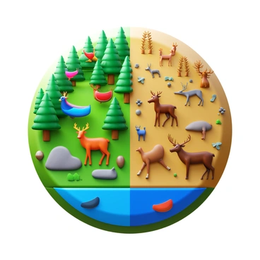 A split scene showing "vibrant wildlife" on one side, depicting various animals such as "colorful birds," "deer," and "small mammals," in a lush, green forest with abundant plants and clear water sources. The other side contrasts this with the same area after fracking, showcasing "barren land," "scattered debris," "dead trees," and "polluted water," with remaining wildlife reduced to "isolated animals" like "a lone bird" and "a distressed deer." The background demonstrates a stark transition from a thriving ecosystem to a desolate environment.