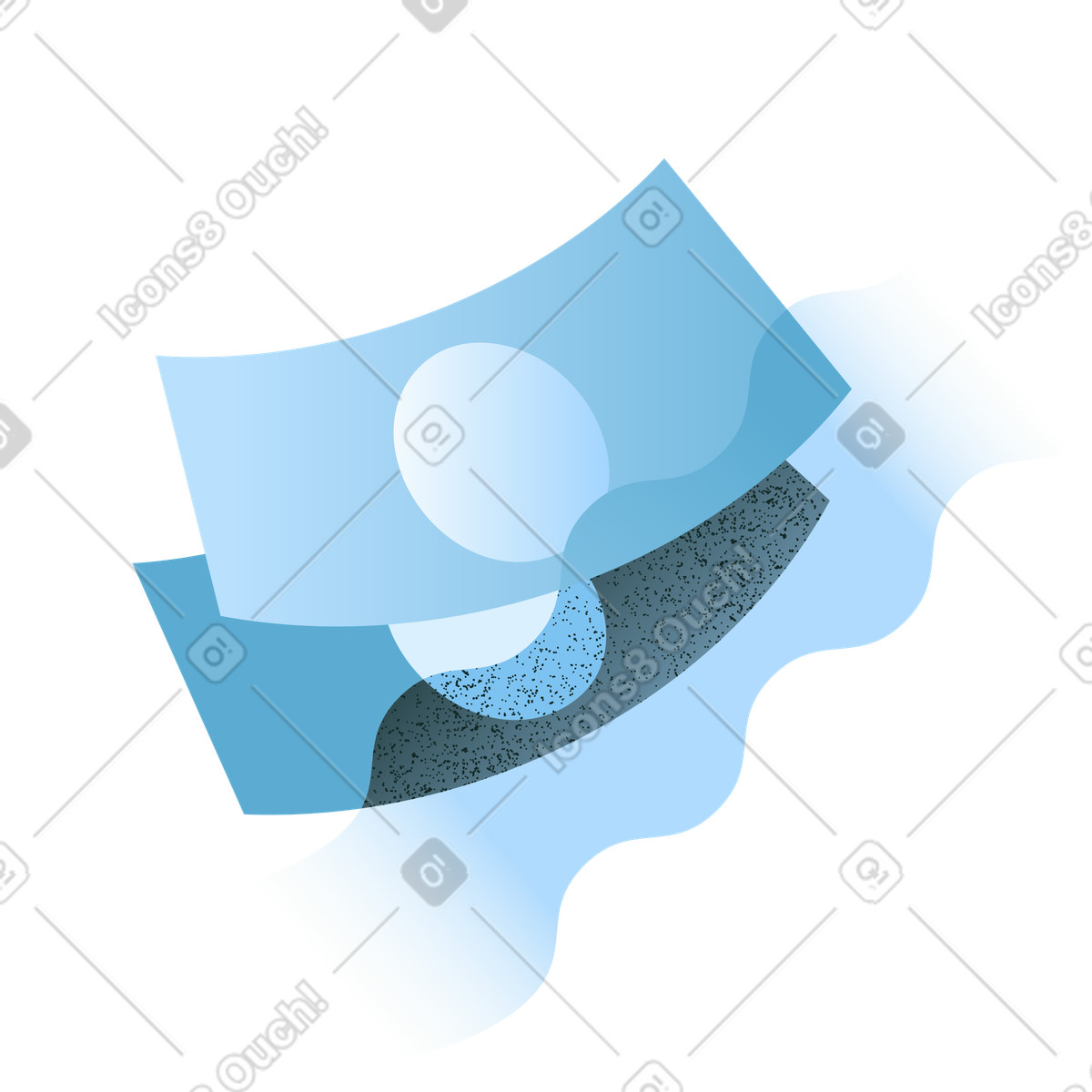 Ilustração de Payment and personal finance with blue paper money bills icon em no estilo Concept para baixar em PNG, SVG