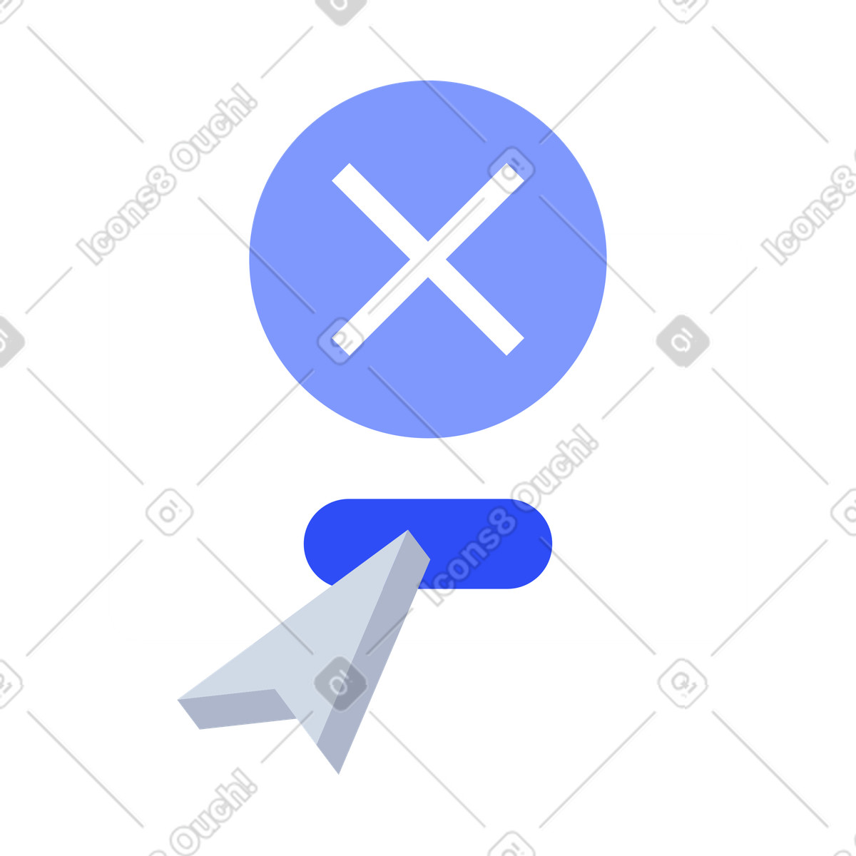Popup with cancel sign, error notification and process termination illustration in System style download in PNG, SVG