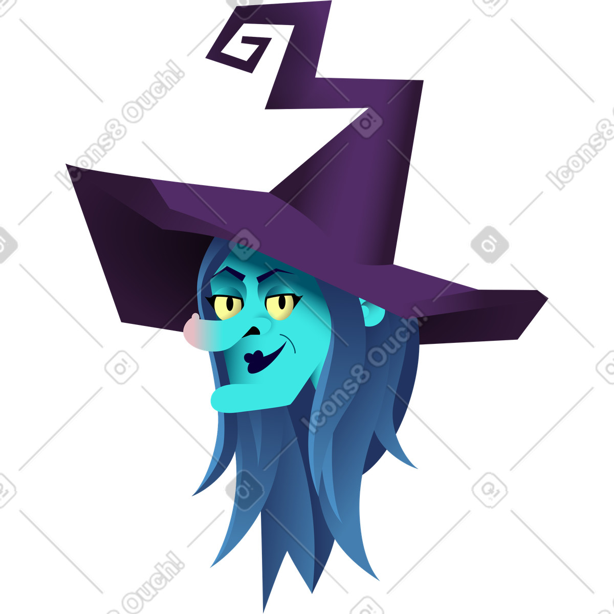 Illustration Avatar de sorcière dans le style Halloween Party à télécharger aux formats PNG, SVG