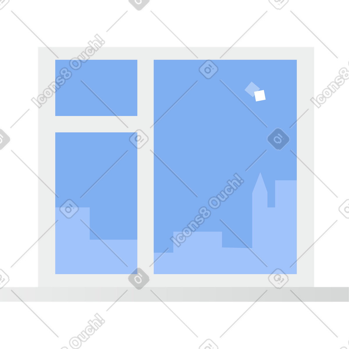 Clip スタイルの Window with city on the background のイラストをPNG、SVG形式でダウンロード