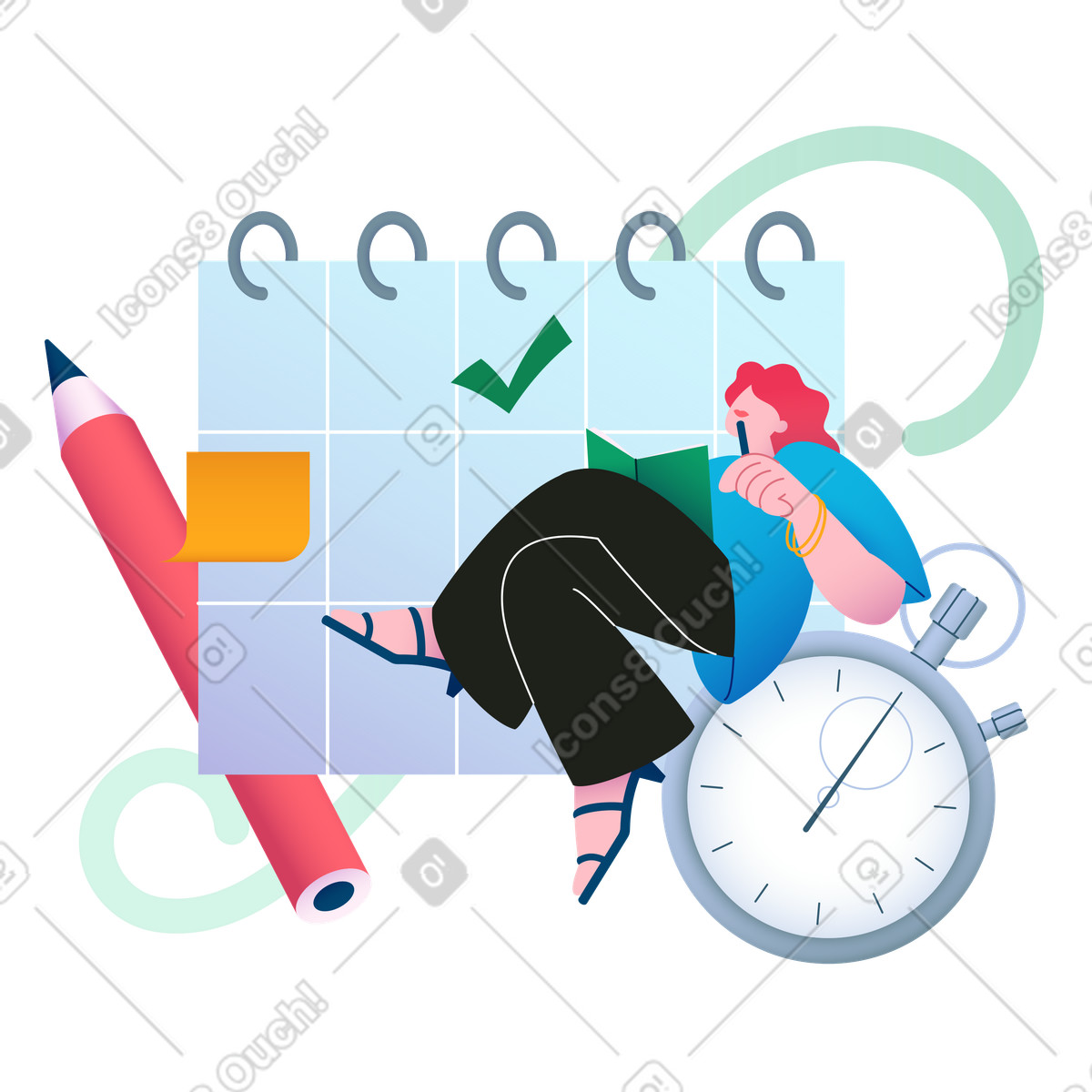 Reviewing and adjusting schedule illustration featuring task organization clipart for business planning