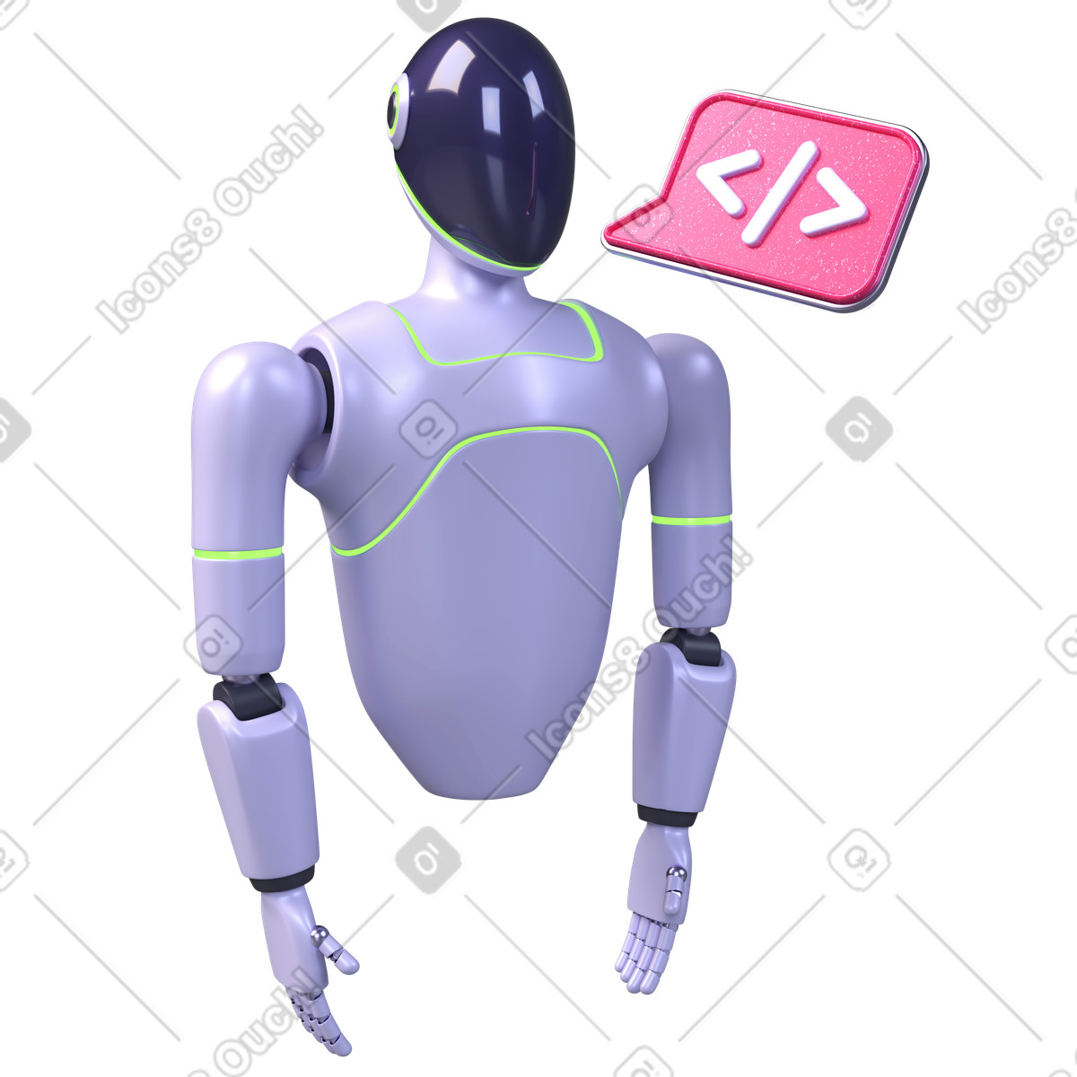 Ai programming robot, Futuristic coding assistant, Software development automation illustration in PNG, SVG