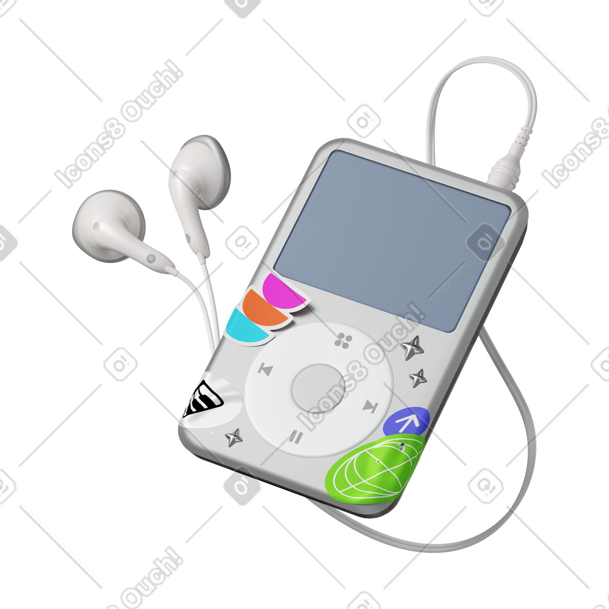 Ilustración Ipod with stickers en estilo 3D Stickle a descargar en PNG y SVG