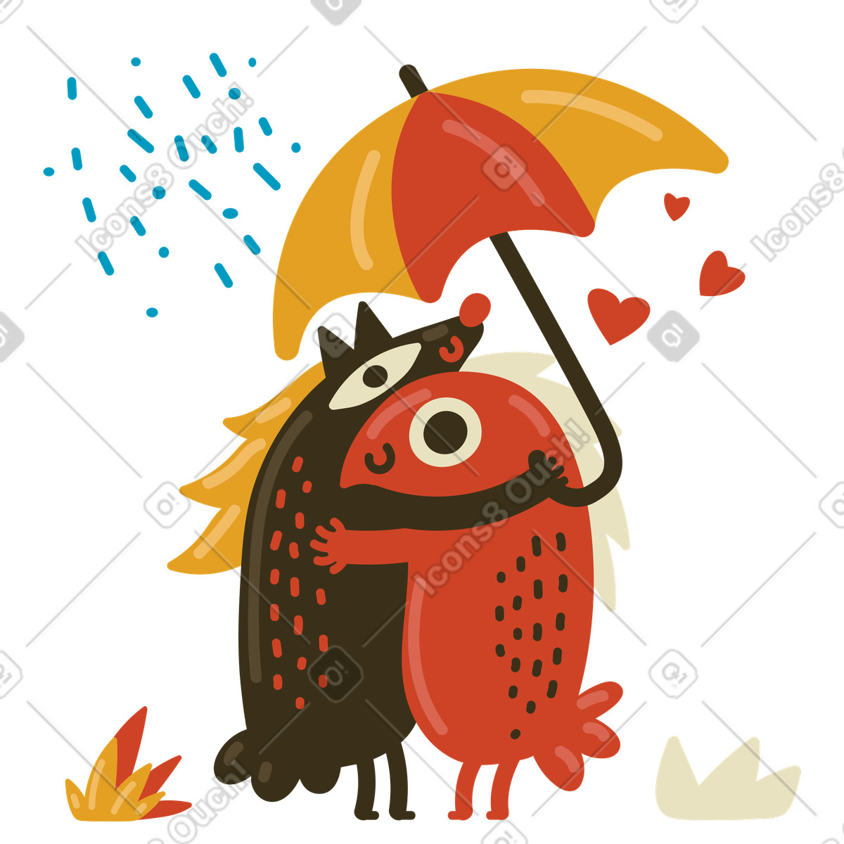 Illustration Il pleut l'amour dans le style Arabica à télécharger aux formats PNG, SVG