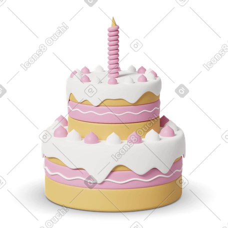 Illustration 3D Birthday cake dans le style Vacances Casual life à télécharger aux formats PNG, SVG