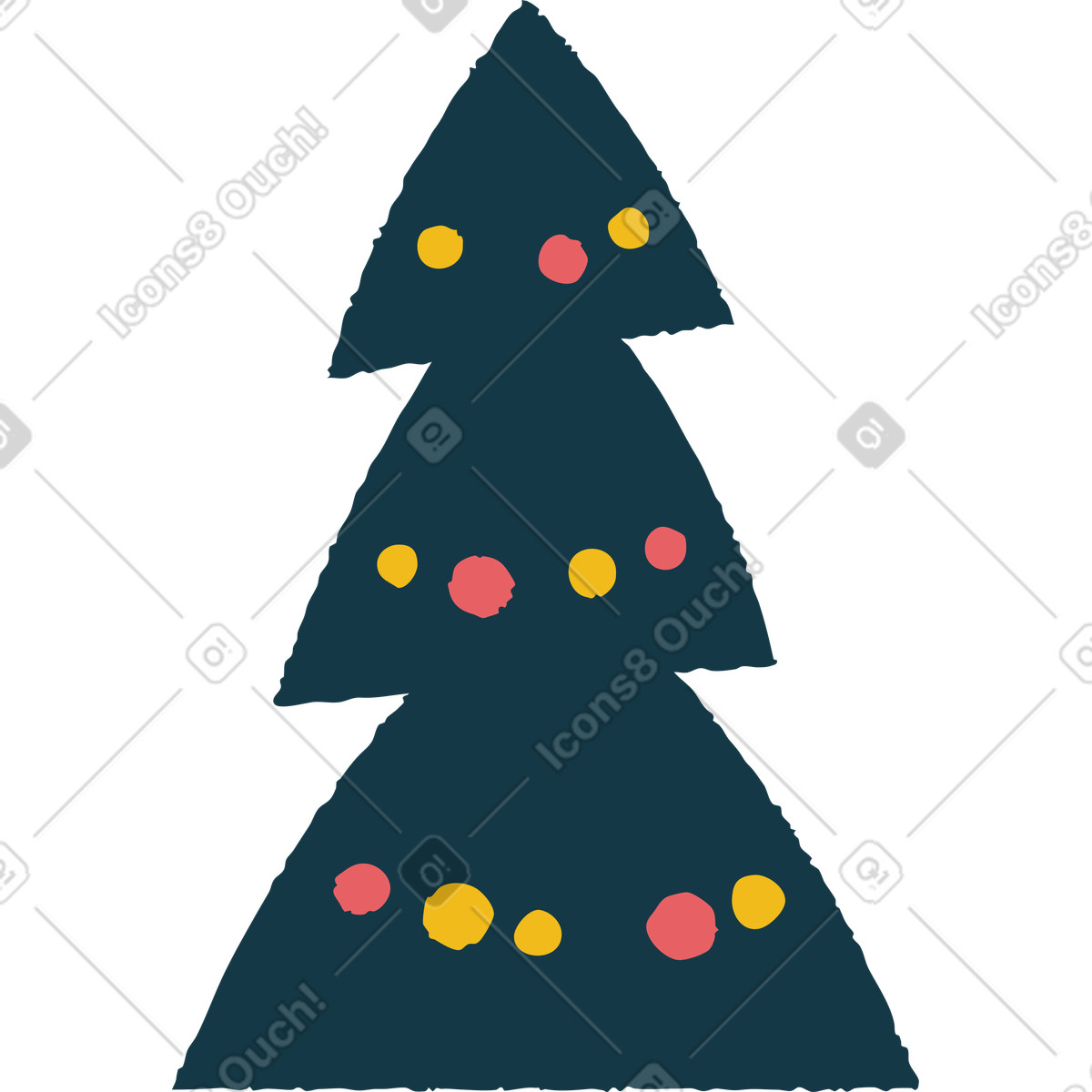 Christmas tree illustration in Flamenco style download in PNG, SVG