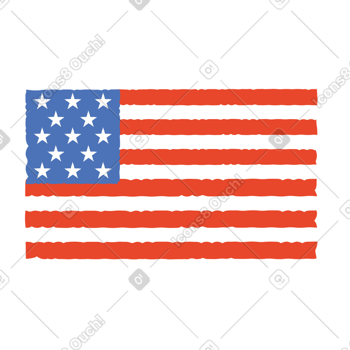 American flag illustration in Bermuda style download in PNG, SVG