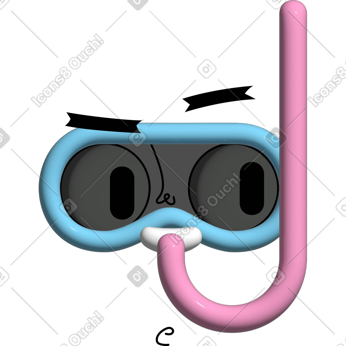 Gesicht in tauchermaske-Illustration im Cartoony-Stil als Download PNG, SVG