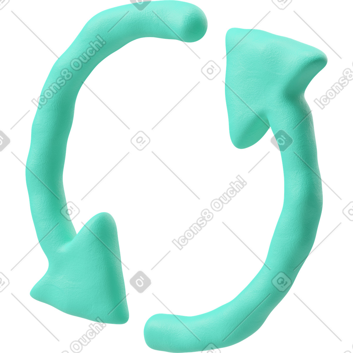 3D Plastilina 스타일의 동기화 기호의 4분의 3 보기 일러스트레이션 PNG, SVG 다운로드