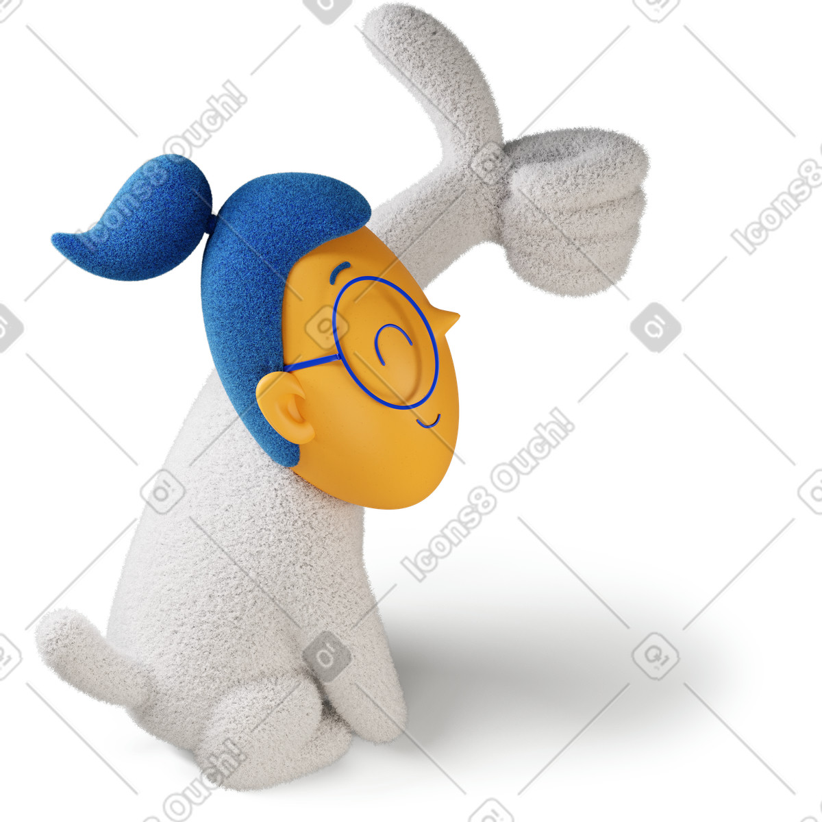 Vista laterale di una ragazza ammiccante che mostra il pollice in su girato a destra illustrazione stile 3D Buddy scarica PNG, SVG