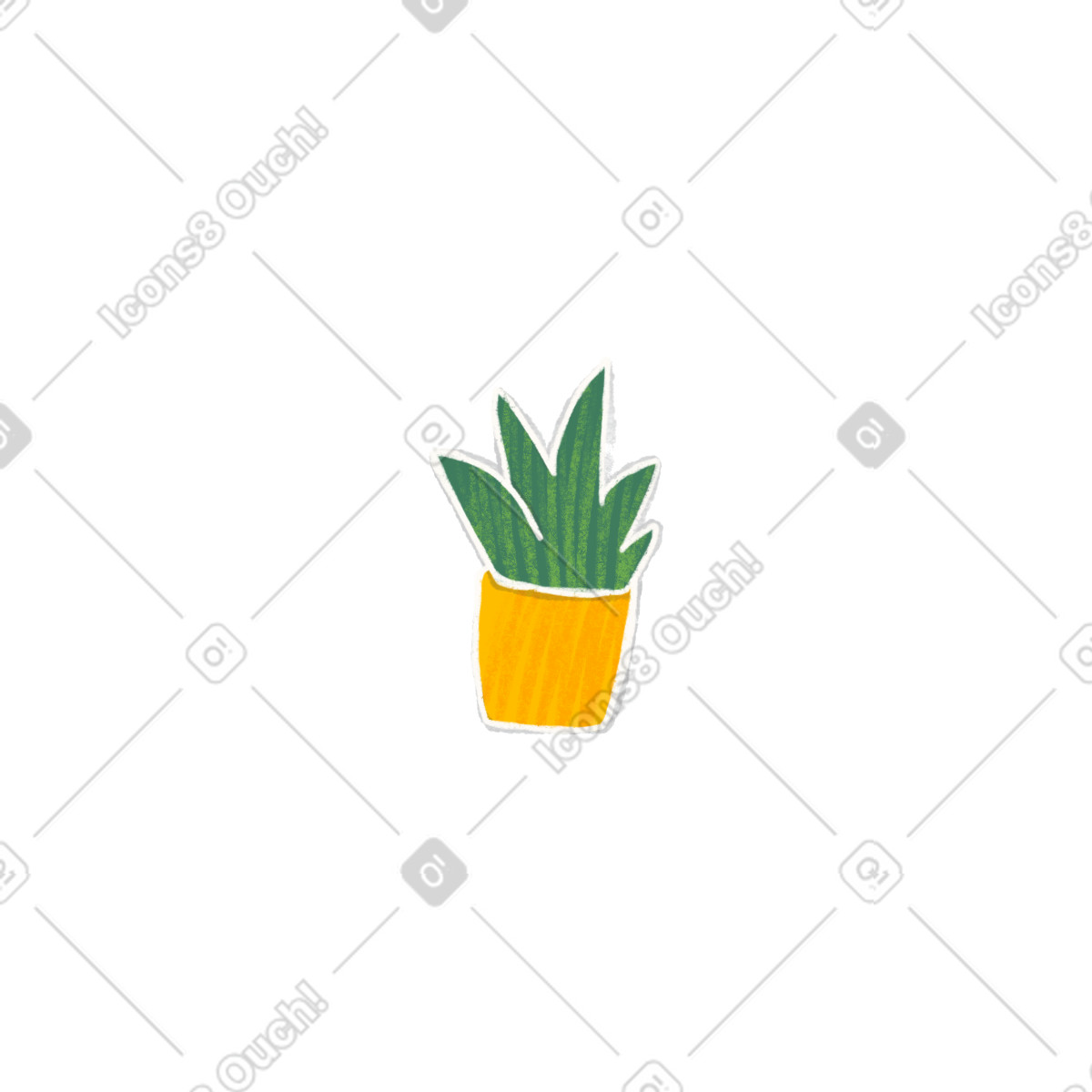 Illustration Yellow pot with green flower dans le style Crafty à télécharger aux formats PNG, SVG