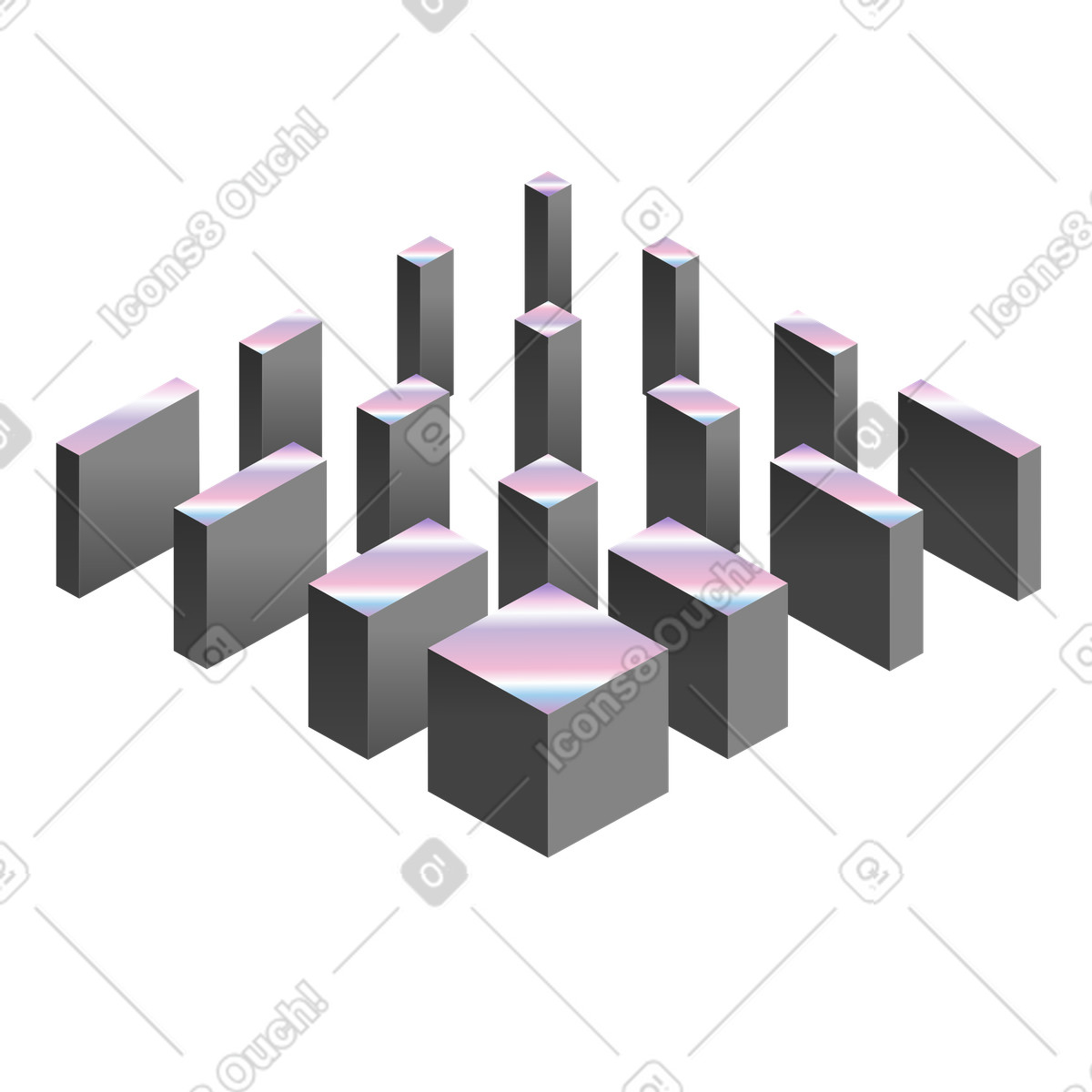 Geometric blocks arrangement, Modern abstract installation art illustration in Experimental style download in PNG, SVG