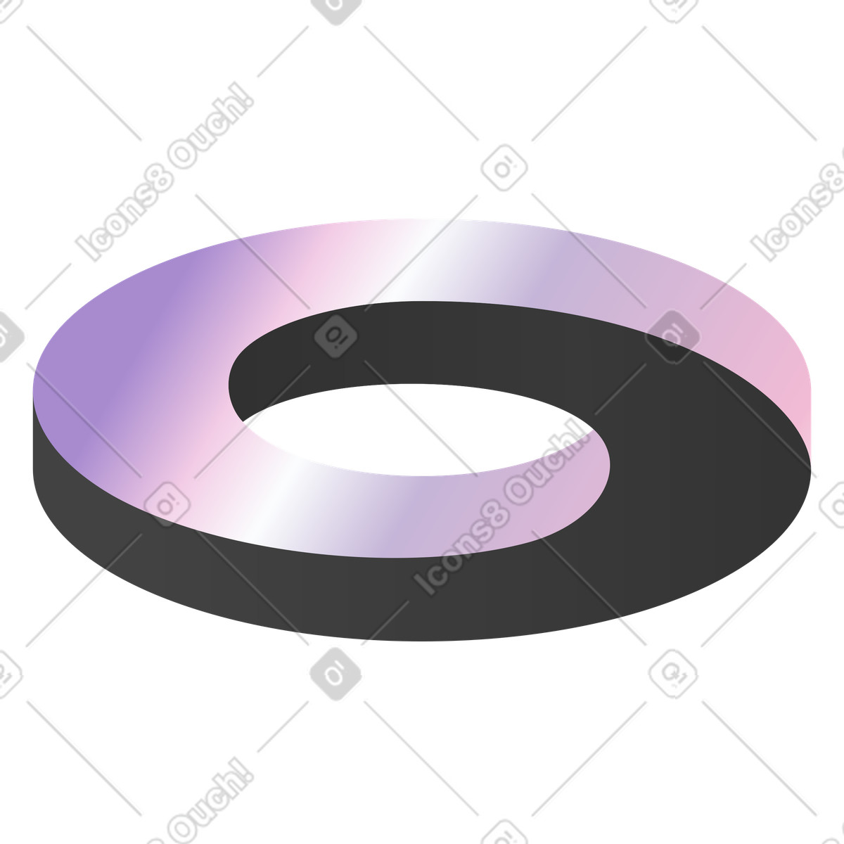 Gradient twisted ring shape illustration in Illusion style download in PNG, SVG