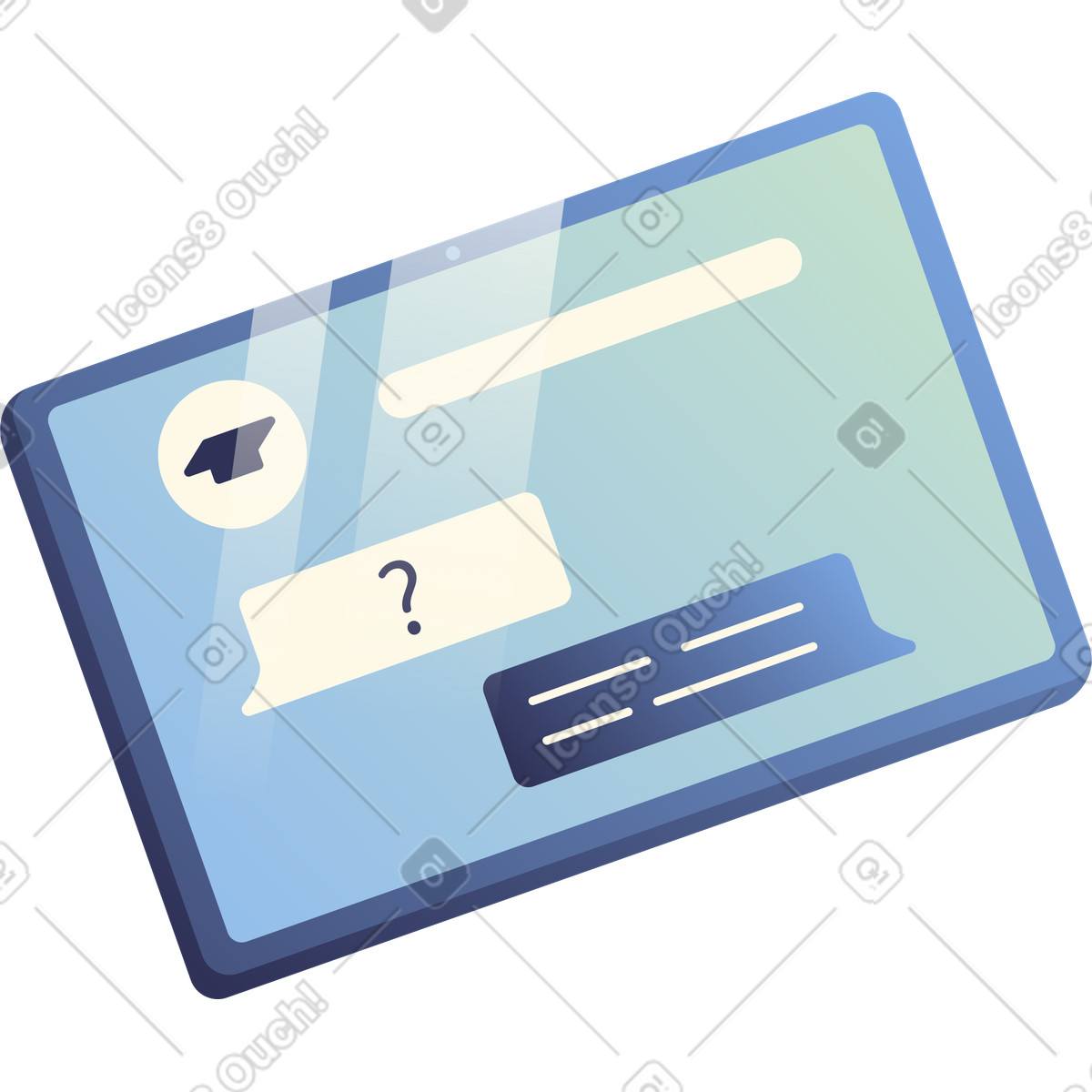 Tablet with learning app illustration in PNG, SVG