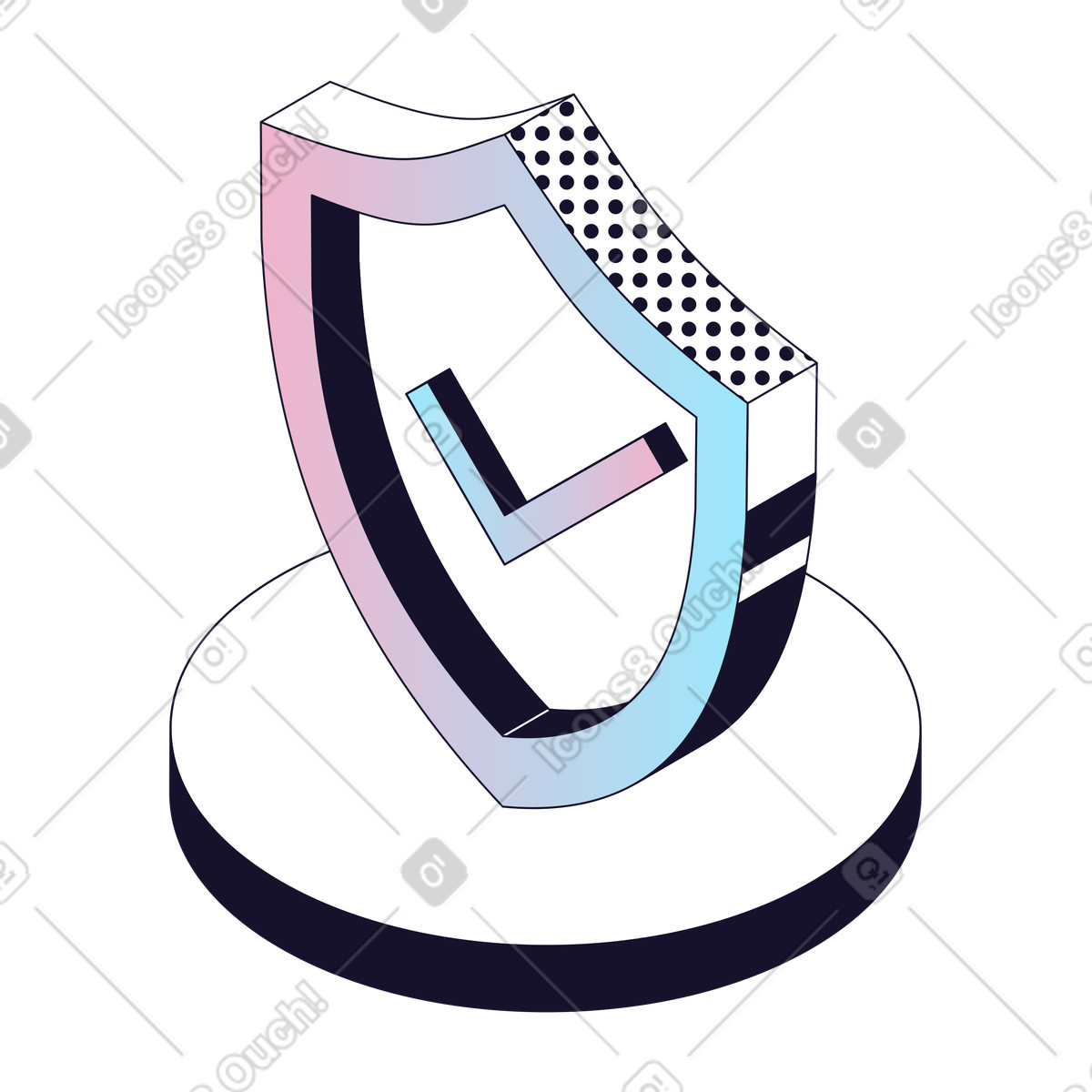 Node 스타일의 Security Verification, Shield Checkmark, Data Protection 일러스트레이션 PNG, SVG 다운로드